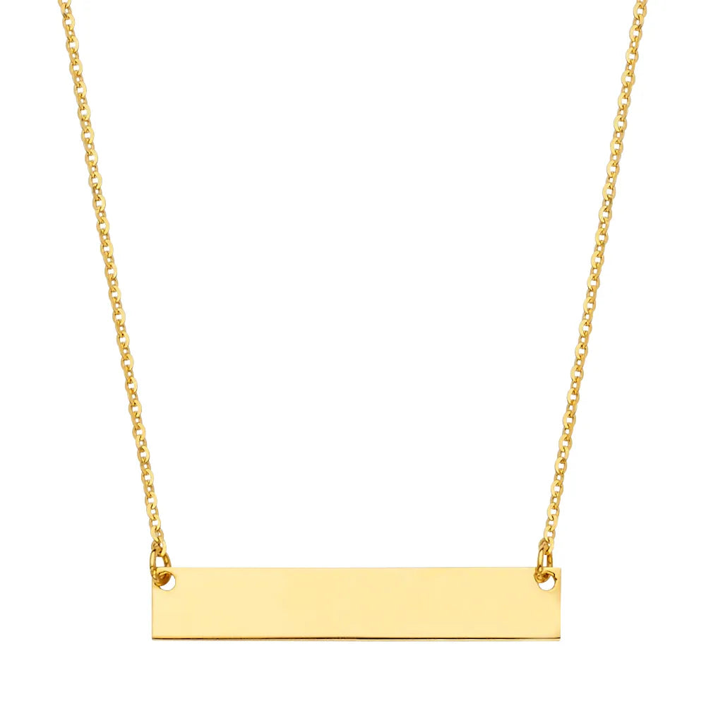 14K Yellow Gold ID Plate Necklace Size 17.5"