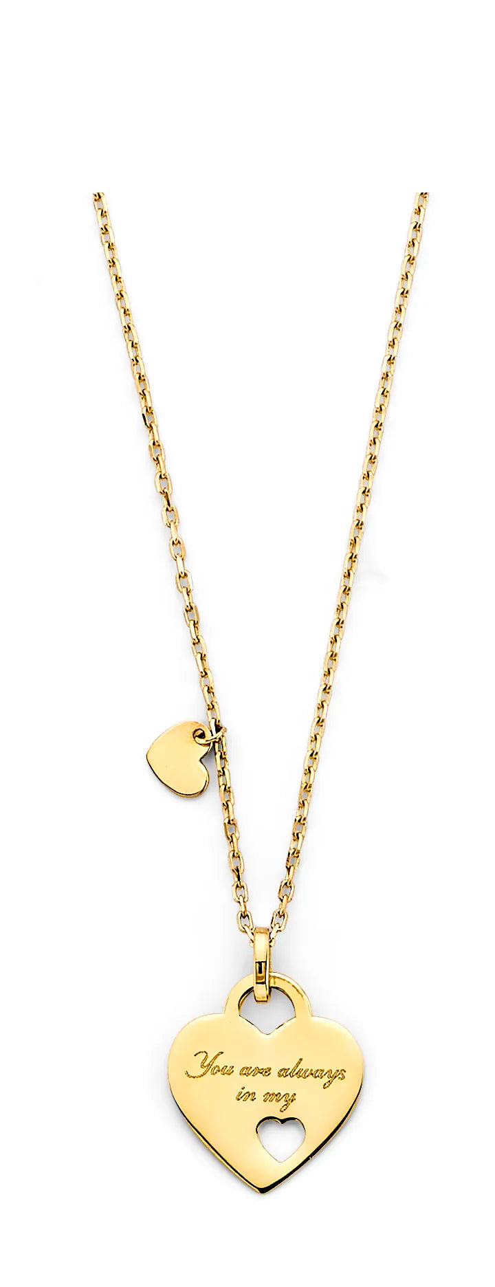 14K Yellow Gold Heart Charm Design Necklace 17"+1" Extender