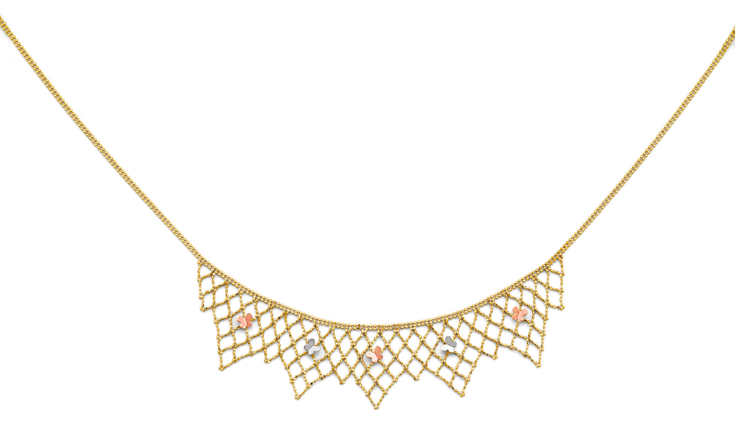 Women's14K Tri-color Gold  Beaded Fancy Necklace