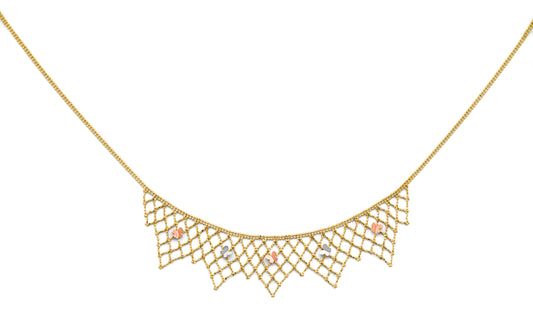Women's14K Tri-color Gold  Beaded Fancy Necklace