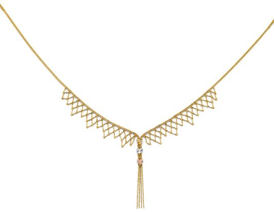 Women's14K Tri-color Gold  Beaded Fancy Necklace