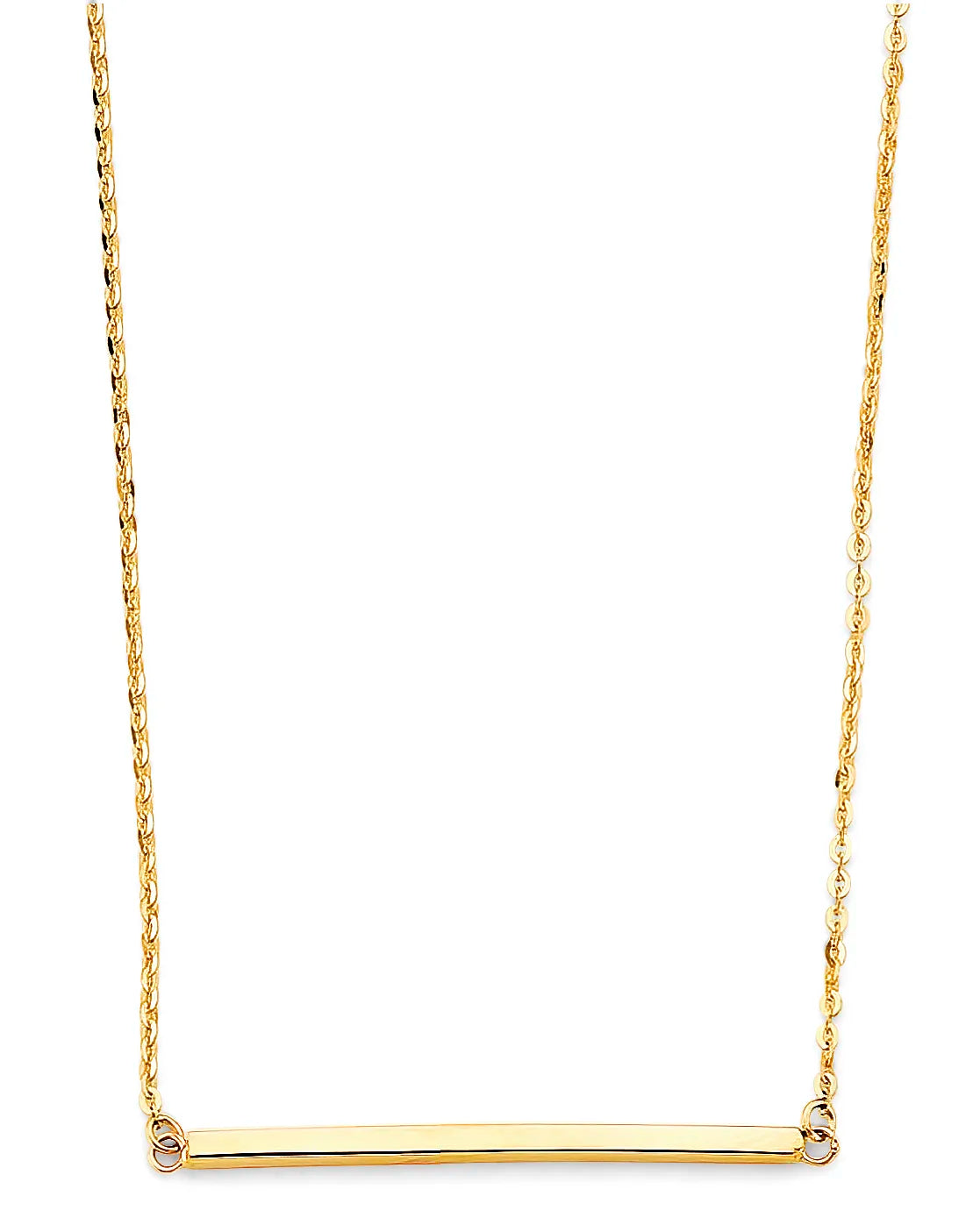 14K Yellow Gold Horizontal Bar Pendant Necklace – 17" + 1" Extender