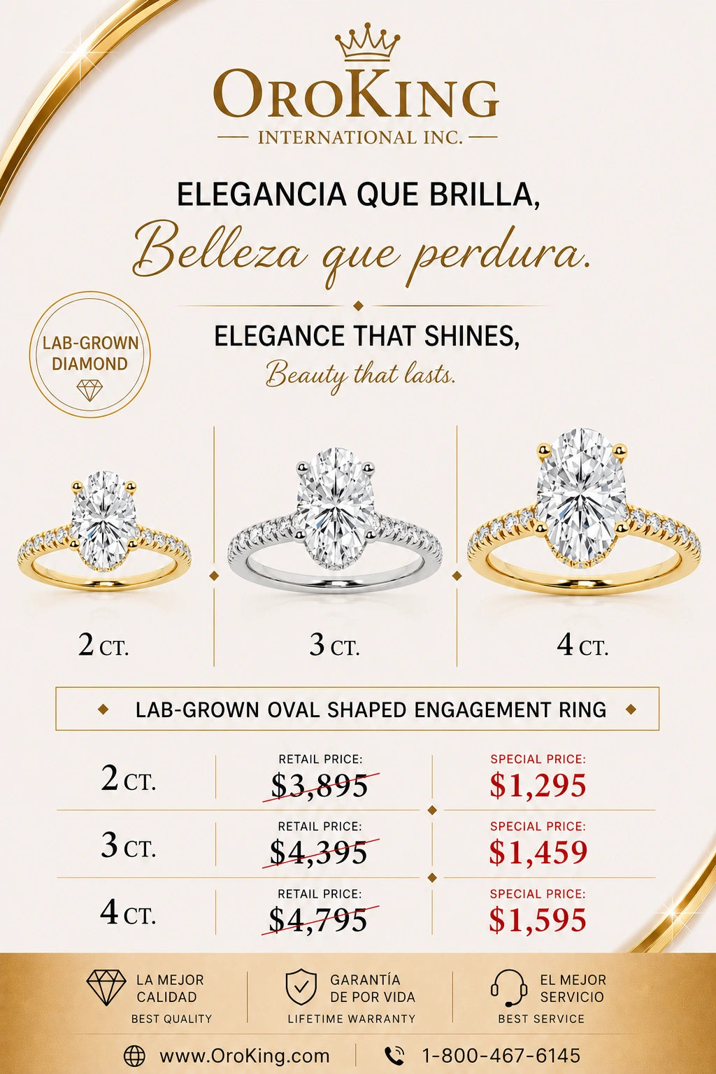 Women's 14K Gold Certified Lab-Grown Diamond Oval Shaped Hidden Halo Ring with Diamond Band 2.00ct. Center Stone/ 2.40ct. TDW