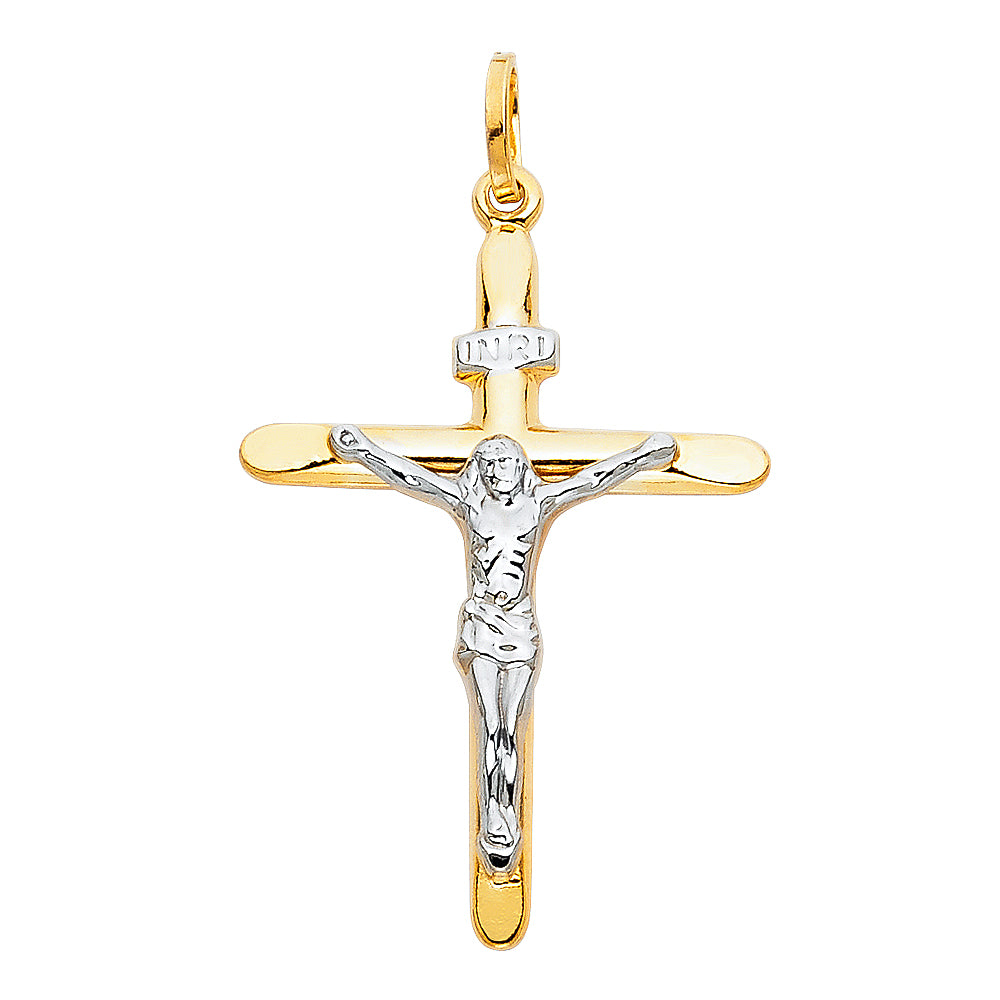 14K Two-Tone Gold Crucifix Pendant aprox 1 3/4" tall