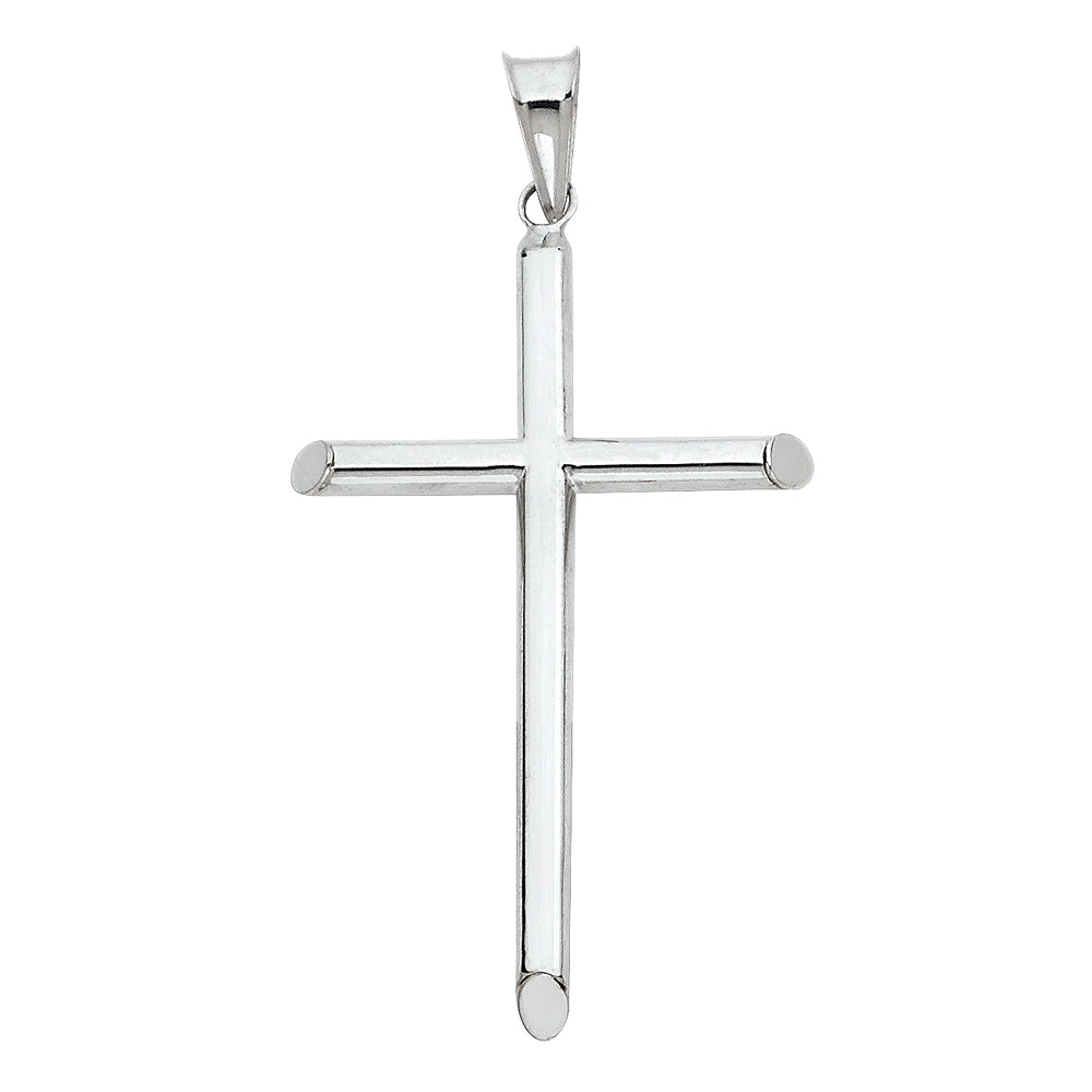 14K White Gold High-Polished Cross Pendant aprox 2" tall