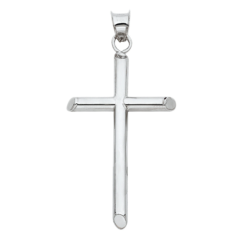 14K White Gold High-Polished Cross Pendant aprox 1 1/2" tall