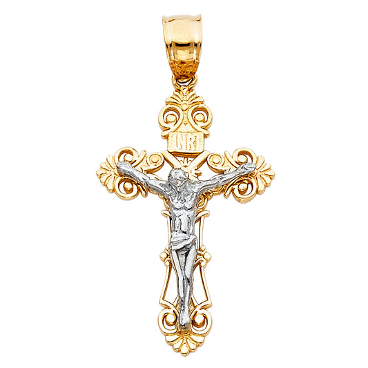 14K Two-Tone Gold Crucifix Pendant