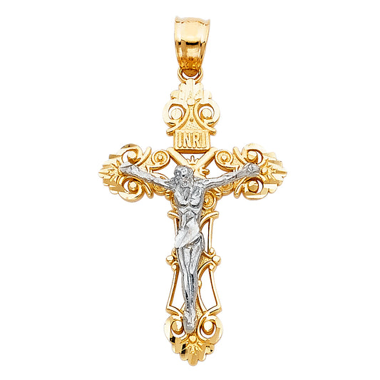 14K Two-Tone Gold Crucifix Pendant