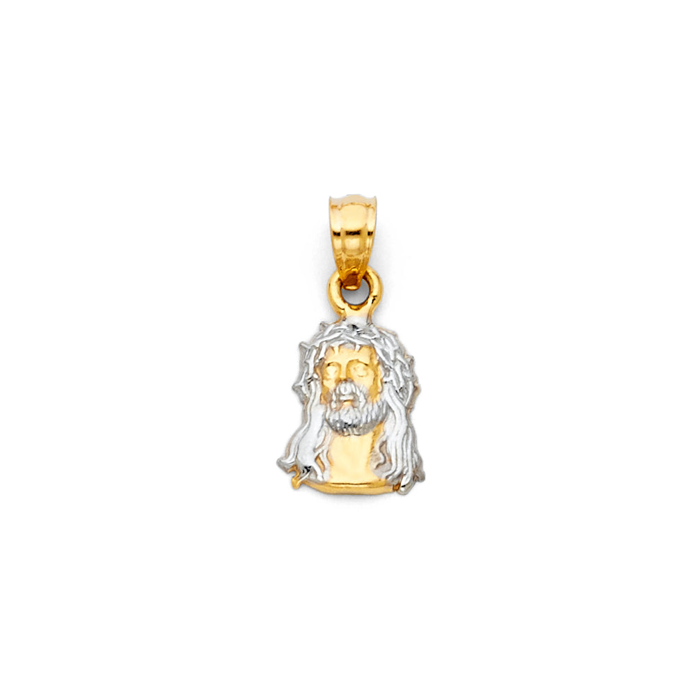 14K Two-Tone Gold Jesus Head Pendant aprox 1/2" tall