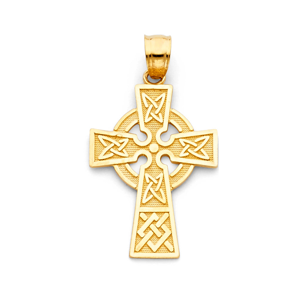 14K Yellow Gold Celtic Knot Design Cross Pendant aprox 1 1/4" tall