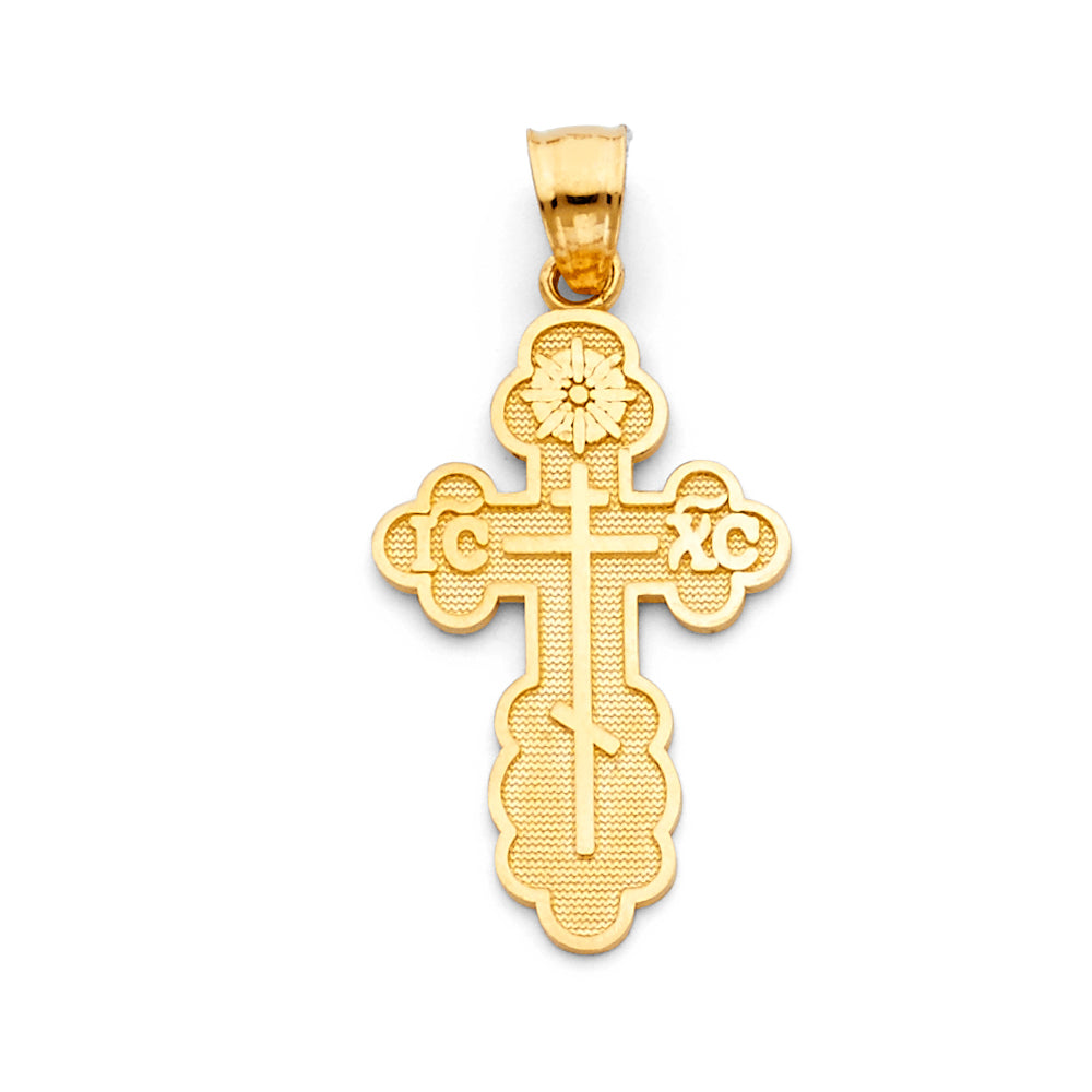 14K Yellow Gold IC XC Orthodox Cross Pendant aprox 1 1/4" tall