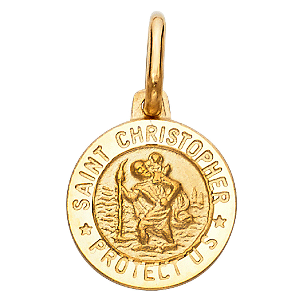 14K Yellow Gold Saint Christopher Protection Medallion Pendant