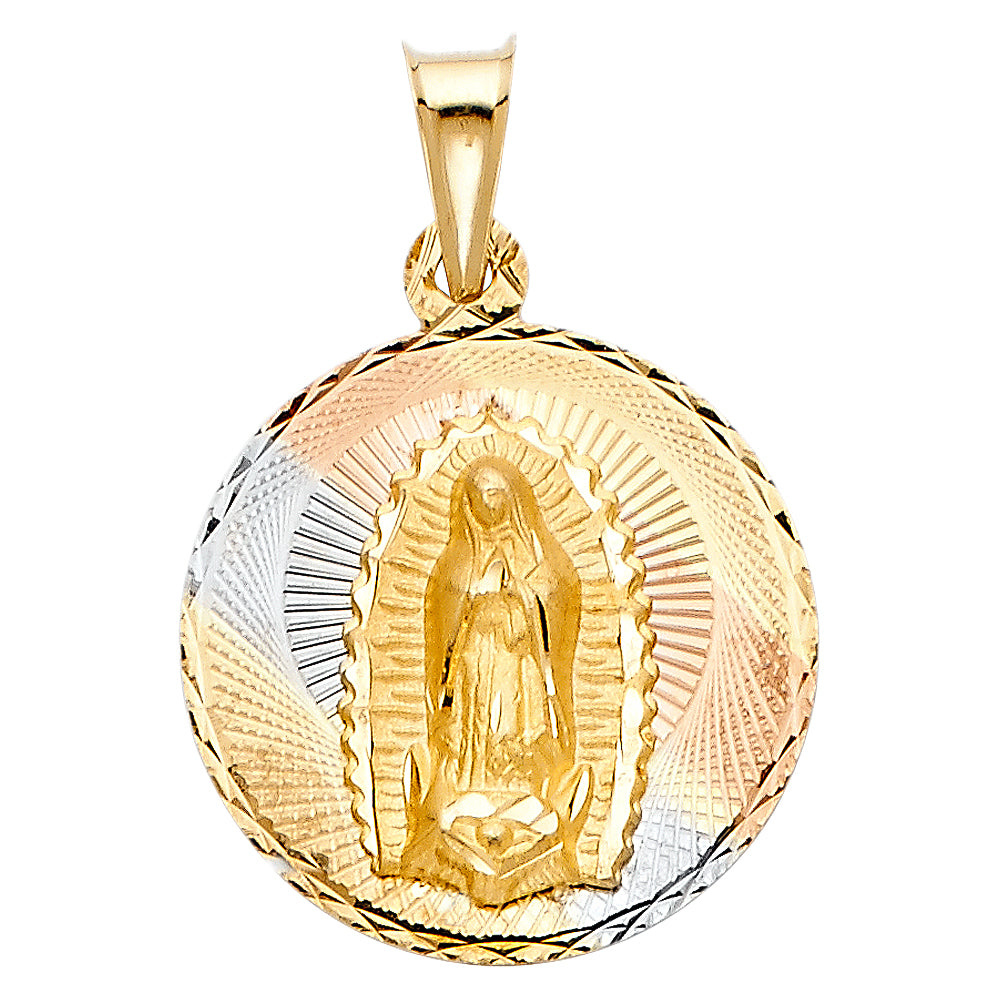 14K Tri-Color Gold Guadalupe Medallion Pendant