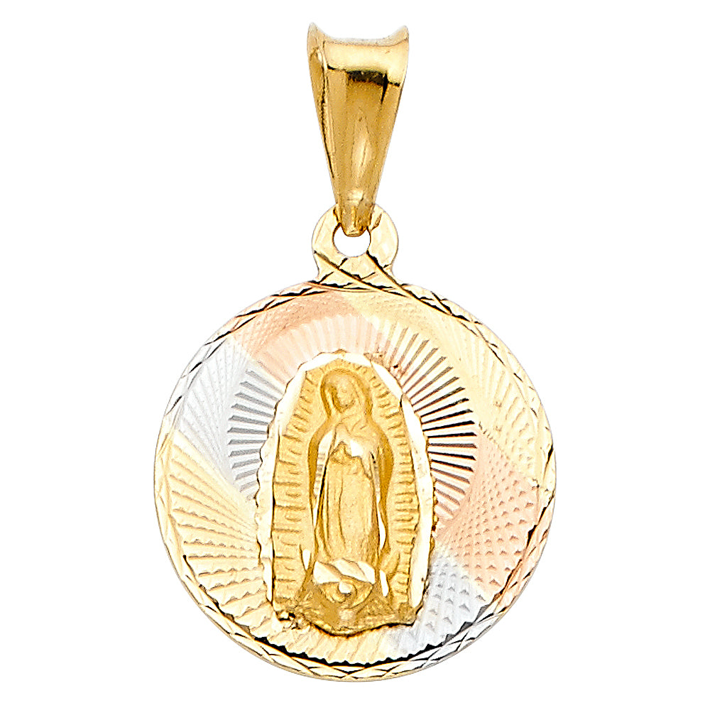 14K Tri-Color Gold Guadalupe Medallion Pendant