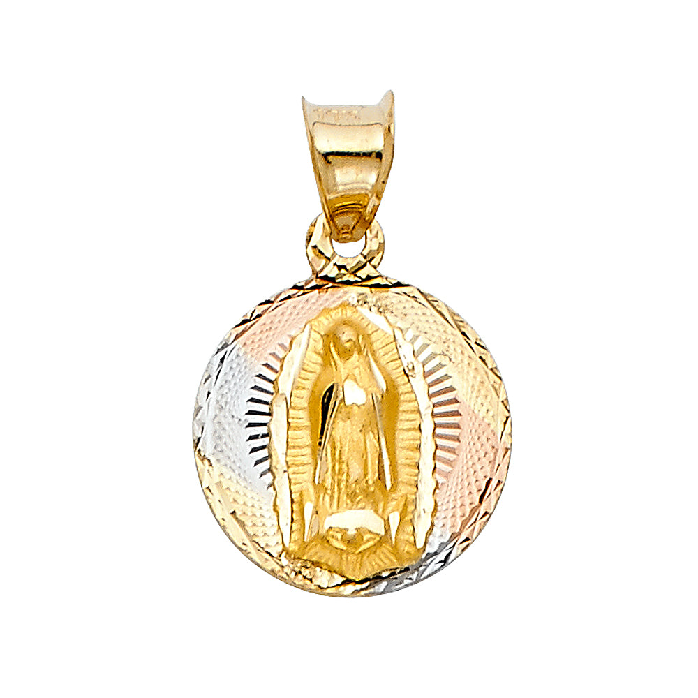 14K Tri-Color Gold Guadalupe Medallion Pendant