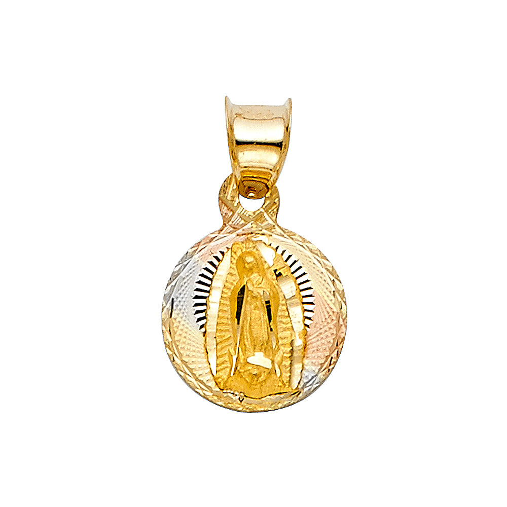 14K Tri-Color Gold Guadalupe Medallion Pendant