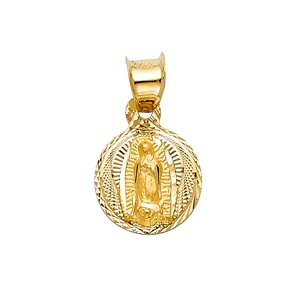 14K Tri-Color Gold Guadalupe Medallion Pendant