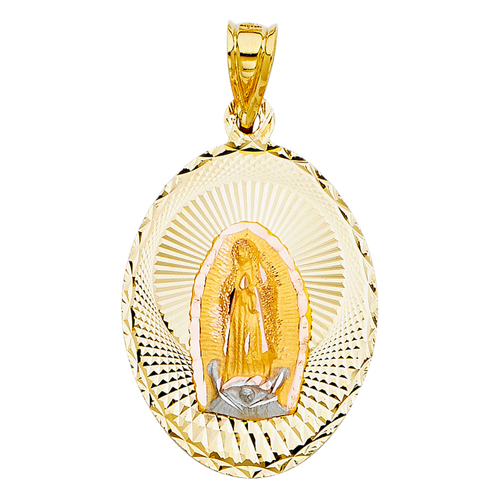 14K Two-Tone Gold Guadalupe Oval Medallion Pendant