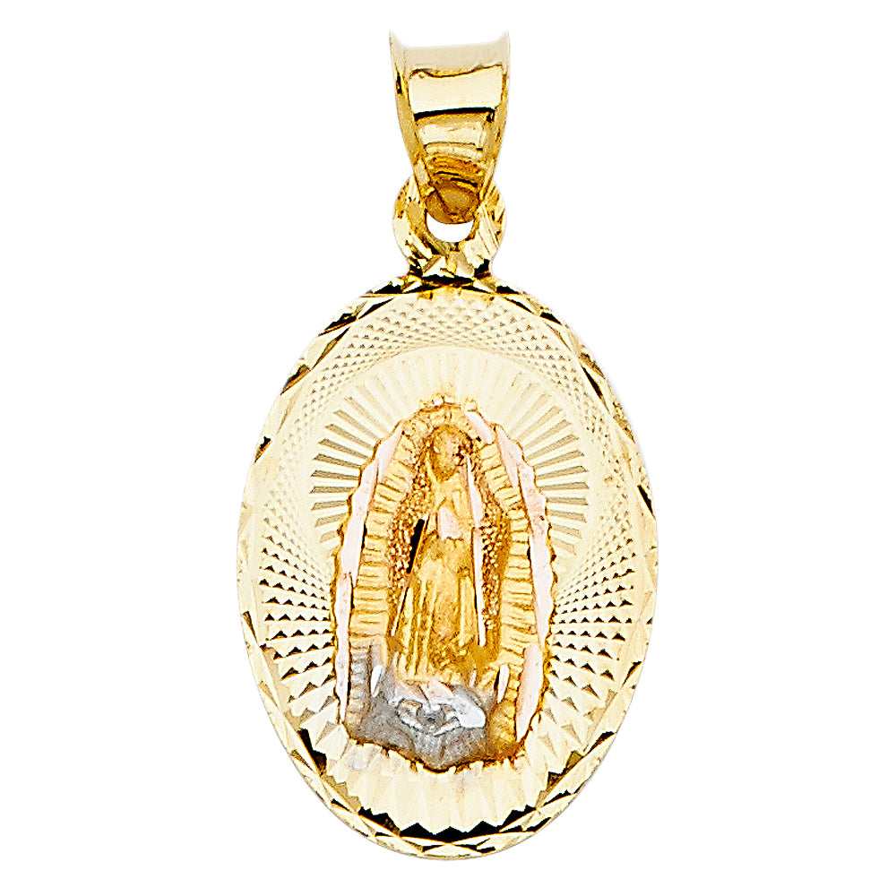 14K Two-Tone Gold Guadalupe Oval Medallion Pendant