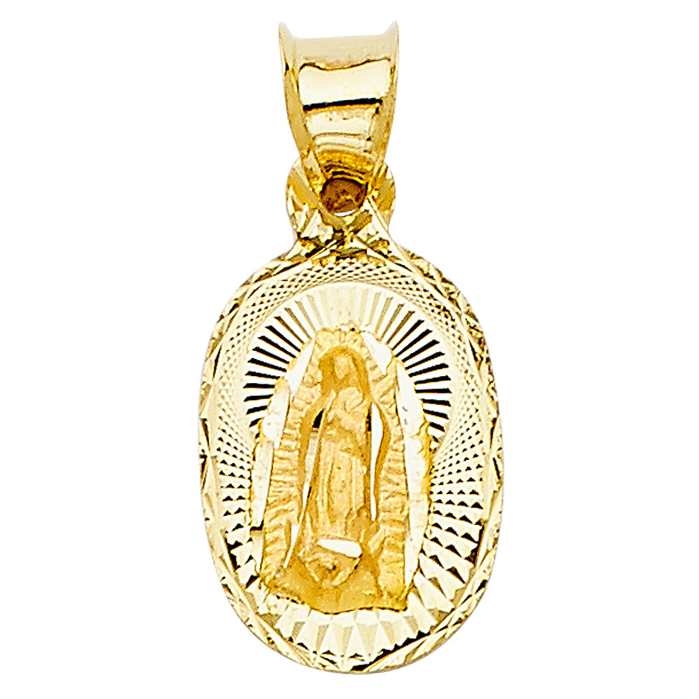 14K Two-Tone Gold Guadalupe Oval Medallion Pendant