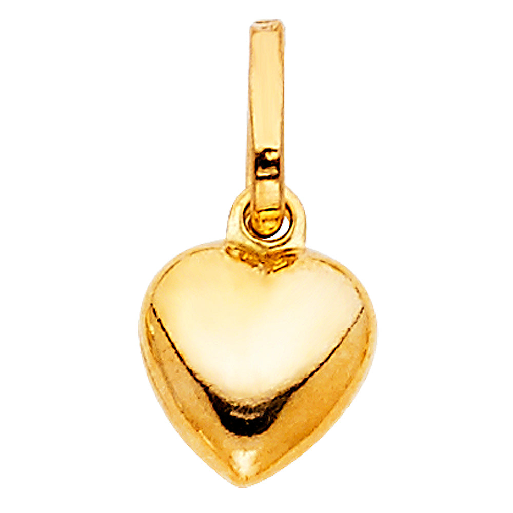 14K Yellow Gold Polished Puff Heart Small Pendant