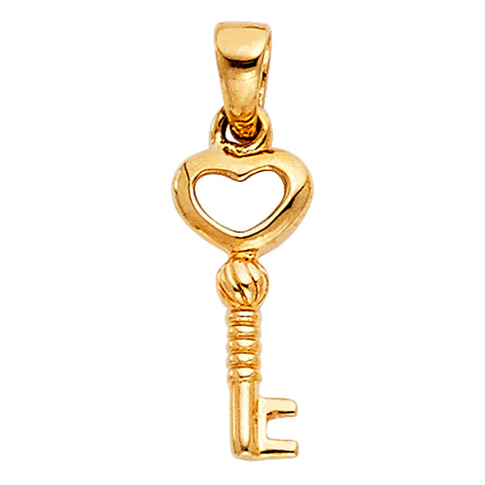 14K Yellow Gold Heart Key Pendant