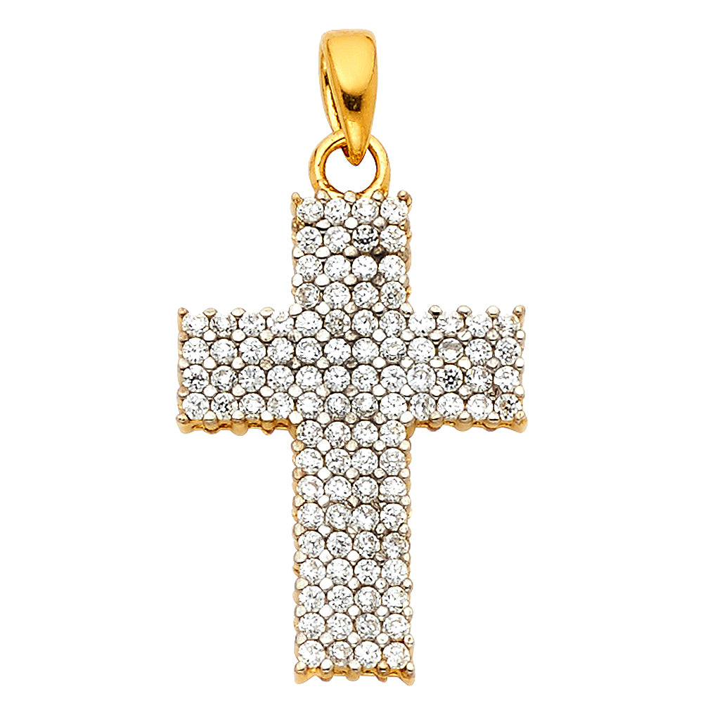 14K Yellow Gold CZ Cross Pendant aprox 1" tall