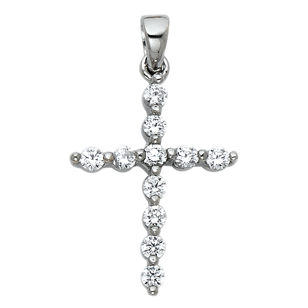 14K White Gold CZ Cross Pendant aprox 3/4" tall