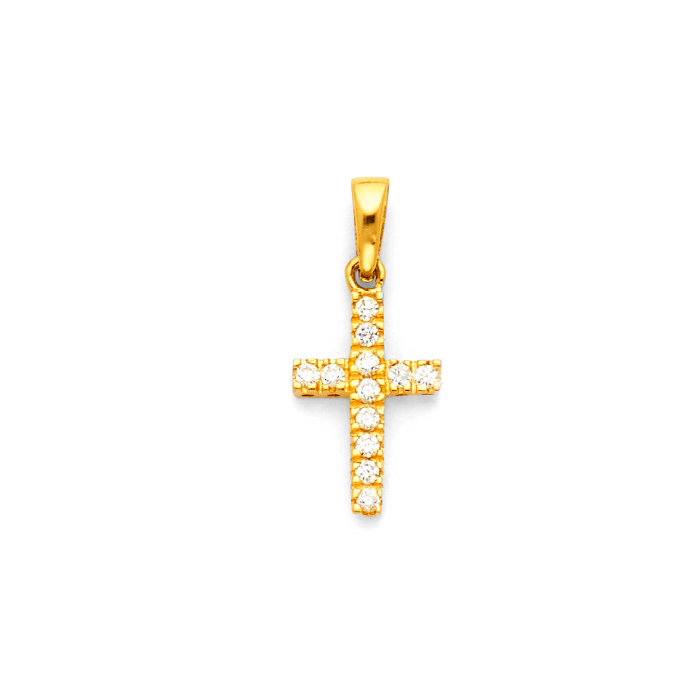 14K Yellow Gold CZ Cross Pendant aprox 1/2" tall