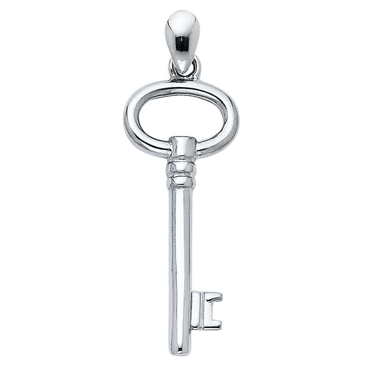 14K White Gold Classic Key Pendant