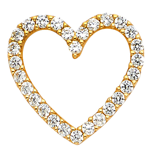 14K Yellow Gold Cubic Zirconia Open Heart Pendant