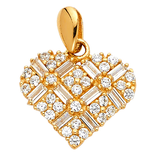 14K Yellow Gold Heart Pendant accented with Cubic Zirconia