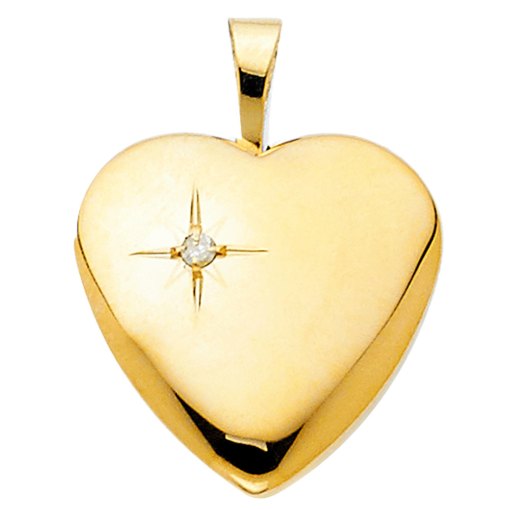 14K Yellow Gold Heart Shaped Locket Pendant
