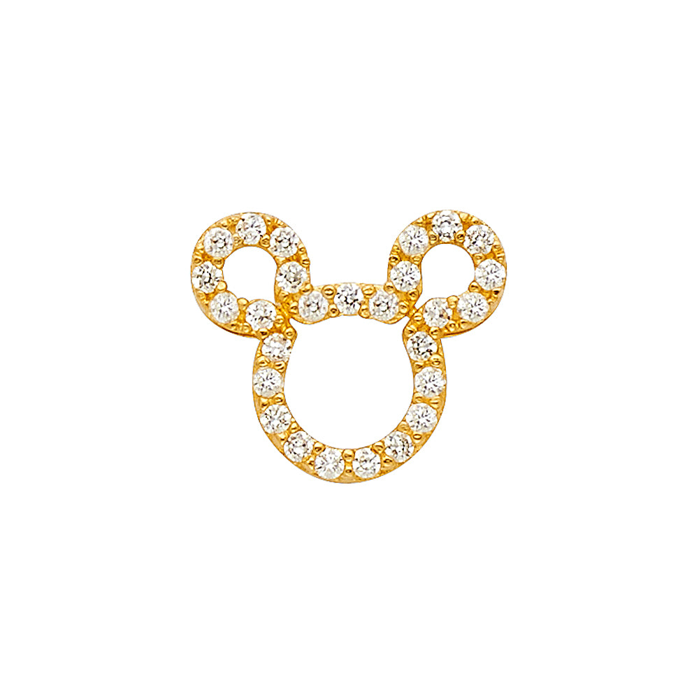 14K Yellow Gold Teddy Bear CZ Pendant