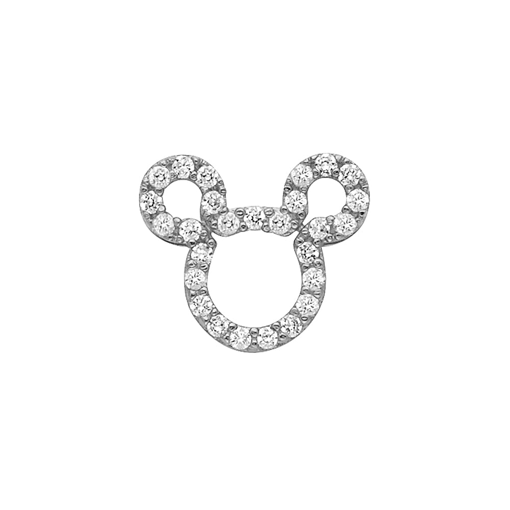 14K White Gold Teddy Bear CZ Pendant