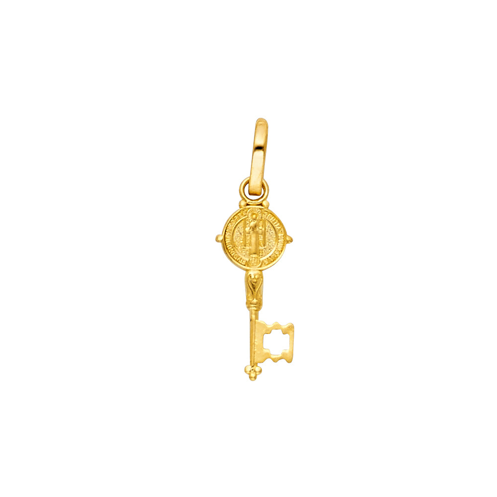 14K Yellow Gold Saint Benedict Key Pendant aprox 3/4" tall