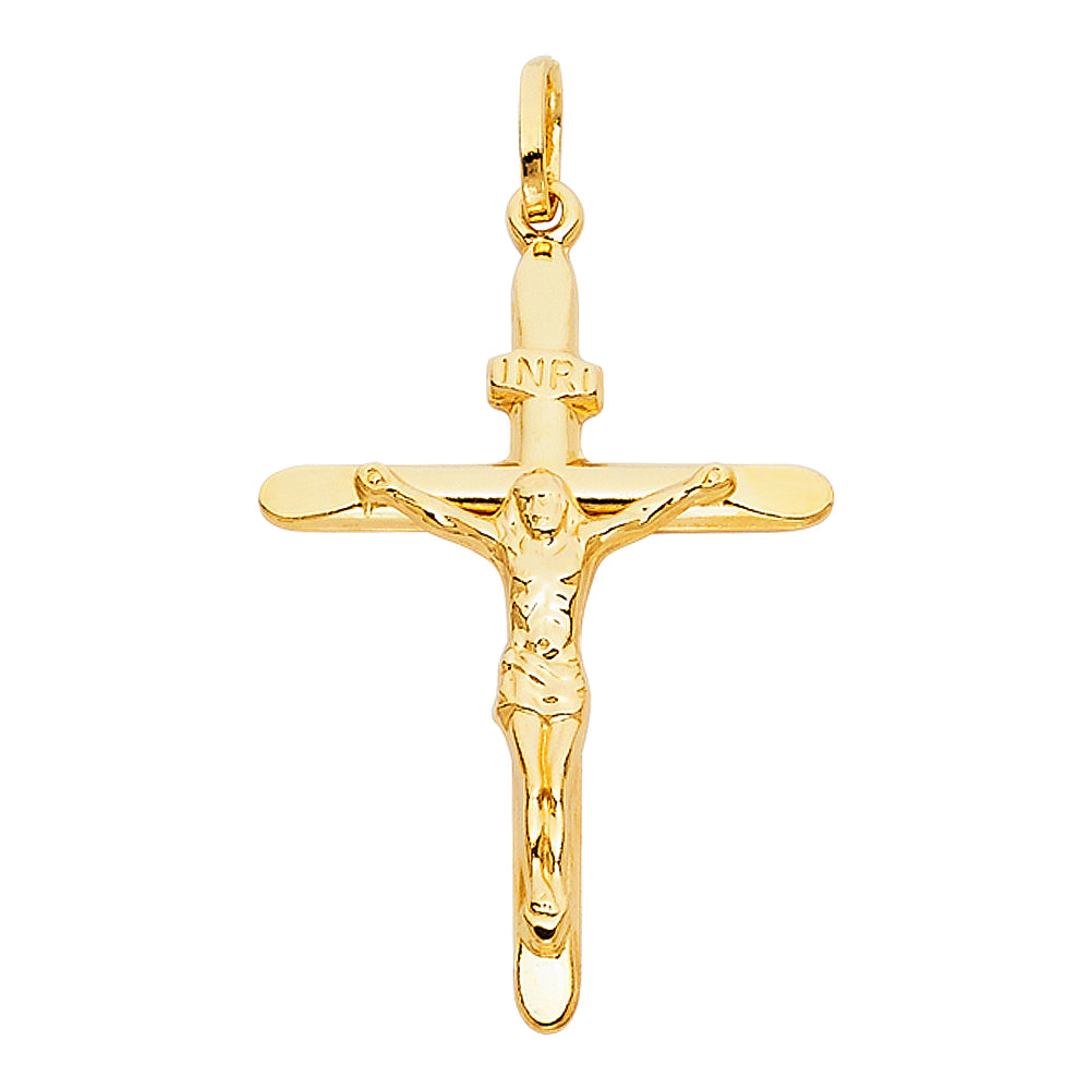 14K Yellow Gold Crucifix Pendant aprox 1 1/2" tall