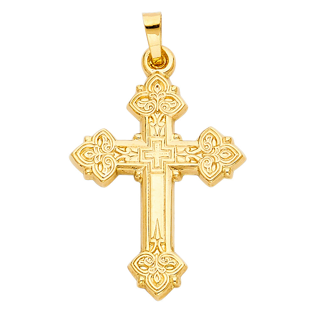 14K Yellow Gold Ornate Cross Pendant aprox 1" tall