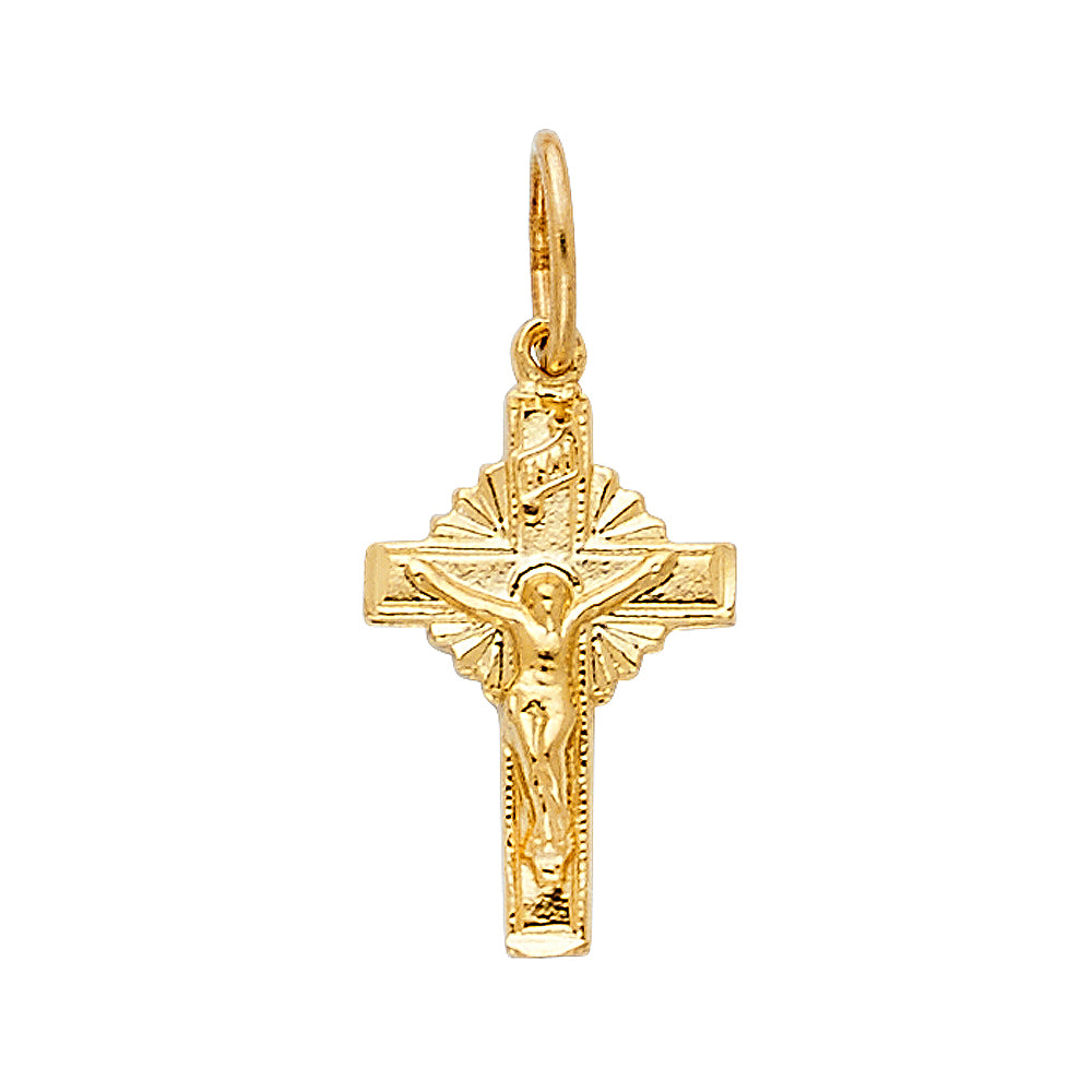14K Yellow Gold High-Polished Crucifix Pendant aprox 3/4" tall
