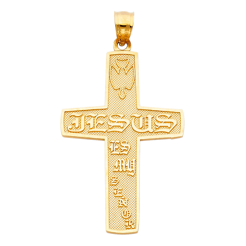 14K Yellow Gold Jesús Mi Señor Engraved Cross Pendant aprox 1 1/2" tall
