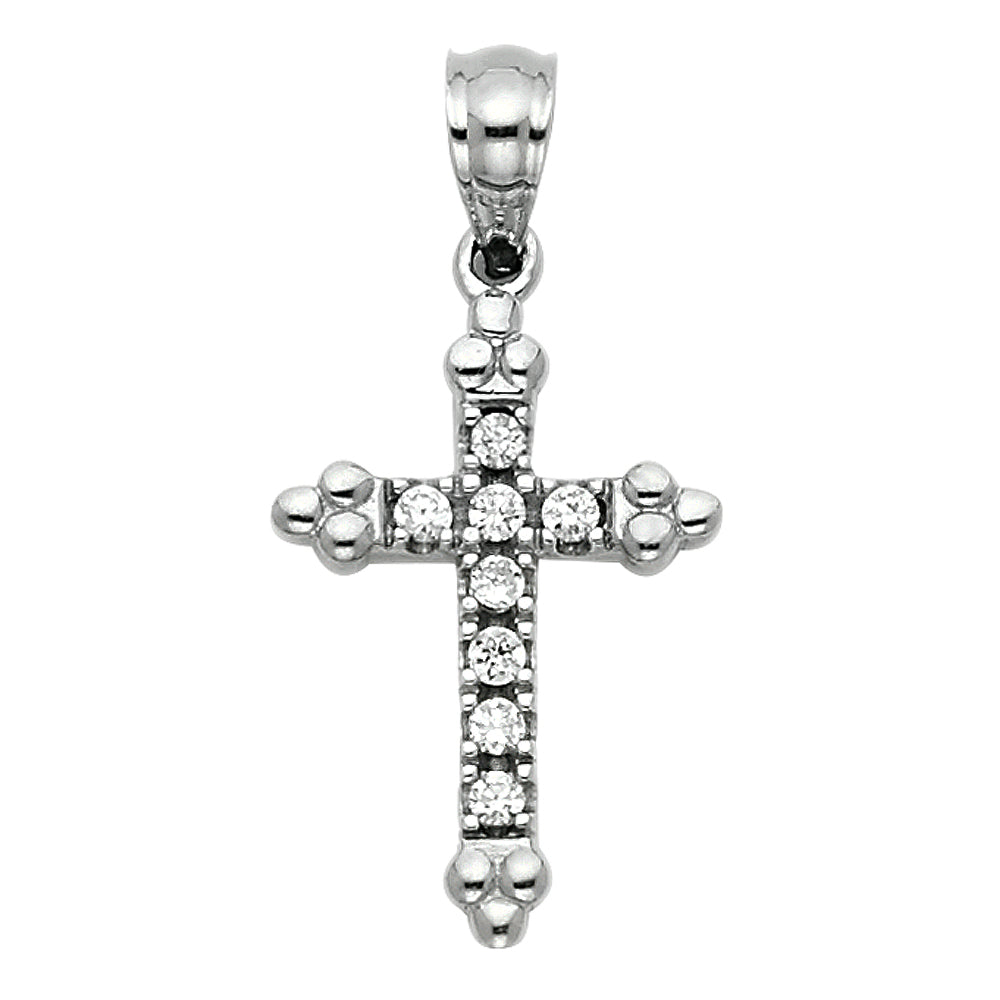 14K White Gold CZ Cross Pendant aprox 1/2" tall