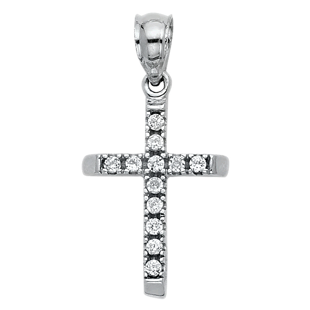 14K White Gold CZ Cross Pendant aprox 1/2" tall