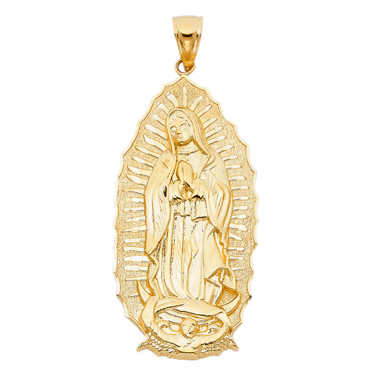 14K Yellow Gold Our Lady of Guadalupe Large Pendant