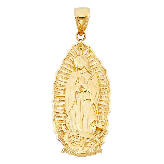14K Yellow Gold Our Lady of Guadalupe Medium Pendant