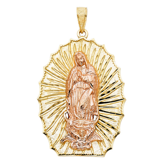 14K Two-Tone Gold Our Lady of Guadalupe Radiant Pendant