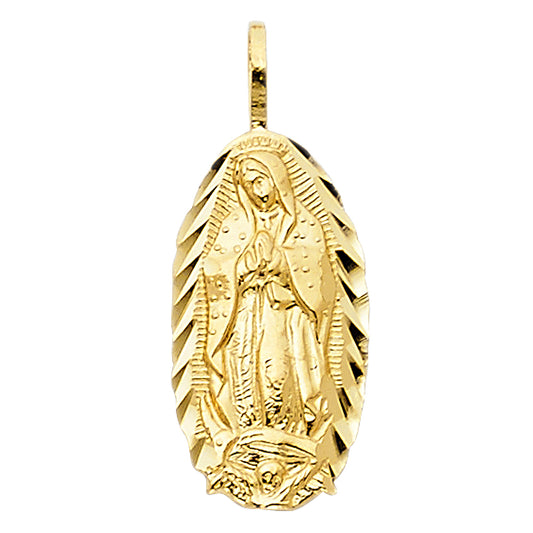 14K Yellow Gold Oval Our Lady of Guadalupe Pendant