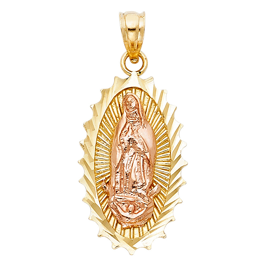 14K Two-Tone Virgen de Guadalupe Oval Medallion Pendant