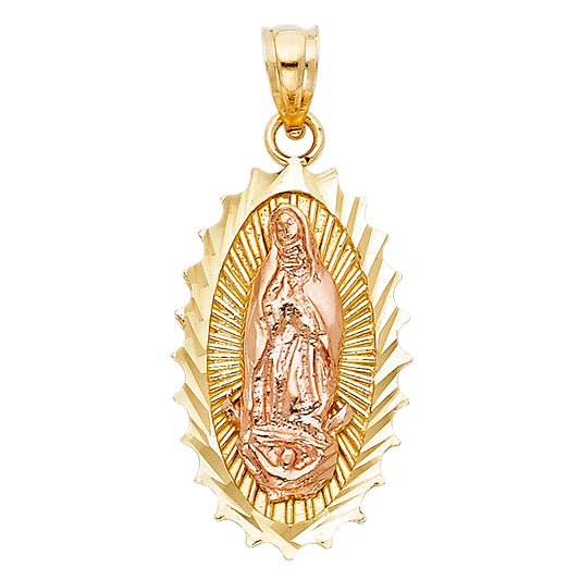 14K Two-Tone Virgen de Guadalupe Oval Medallion Pendant