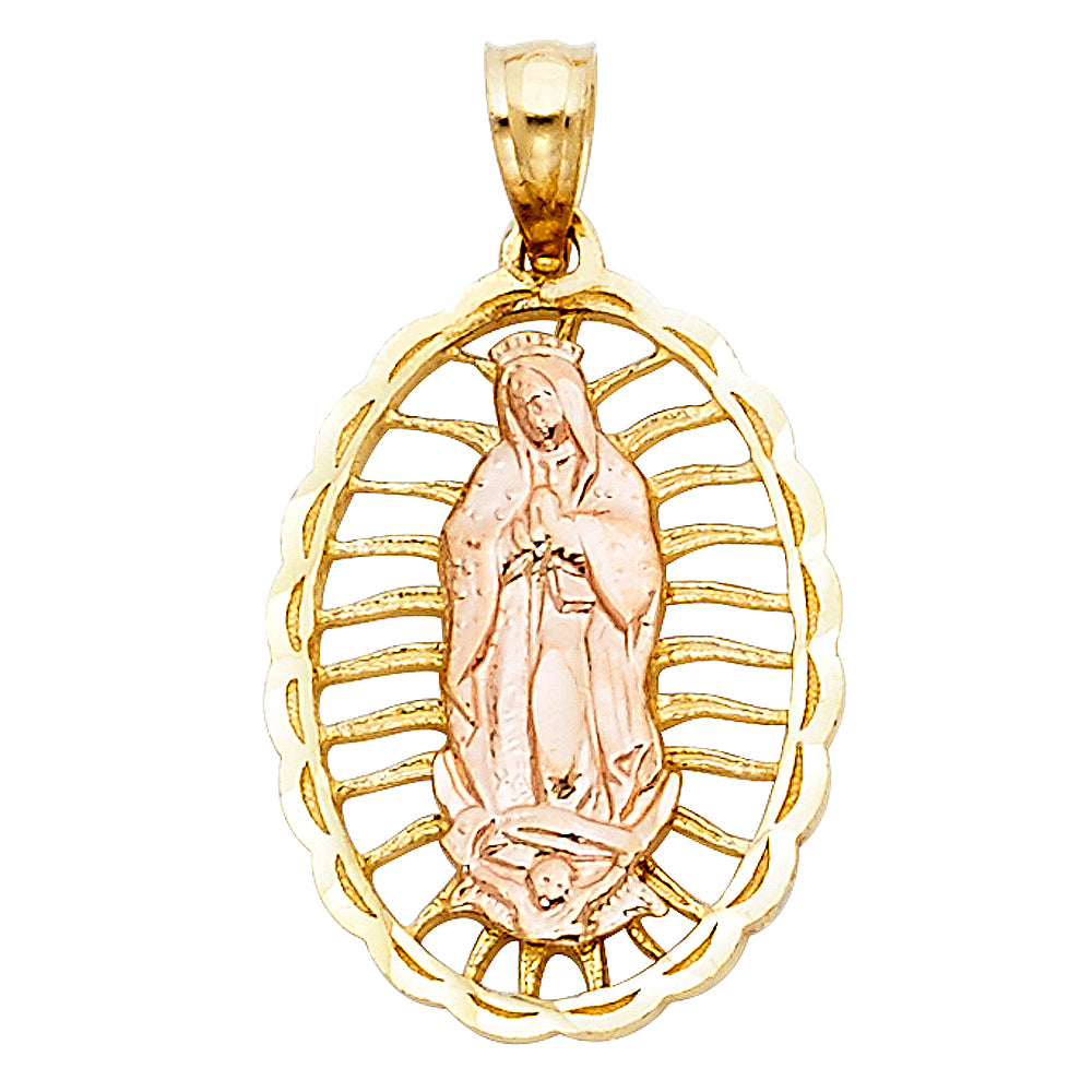 14K Two-Tone Gold  Virgen de Guadalupe Pendant