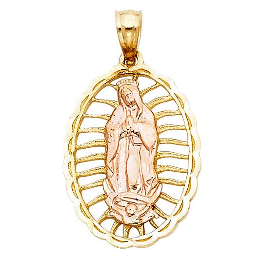 14K Two-Tone Gold  Virgen de Guadalupe Pendant